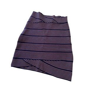 Small Freeway Women's Navy Blue Pink Stripe Bandage Skirt 17" Length